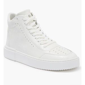 Stuart Weitzman Leather Ryan Sport High Top White Sneakers